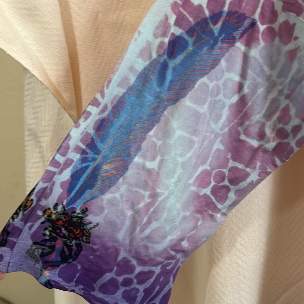 Butterfly dropout 🦋 Purple/Blue floral/Swallow 3/4 sleeve Top. - Picture 11 of 13